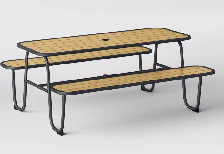 Steel Rust Resistant Picnic Rectangle Outdoor Table Set Black - Room Essentials™ - Bellso